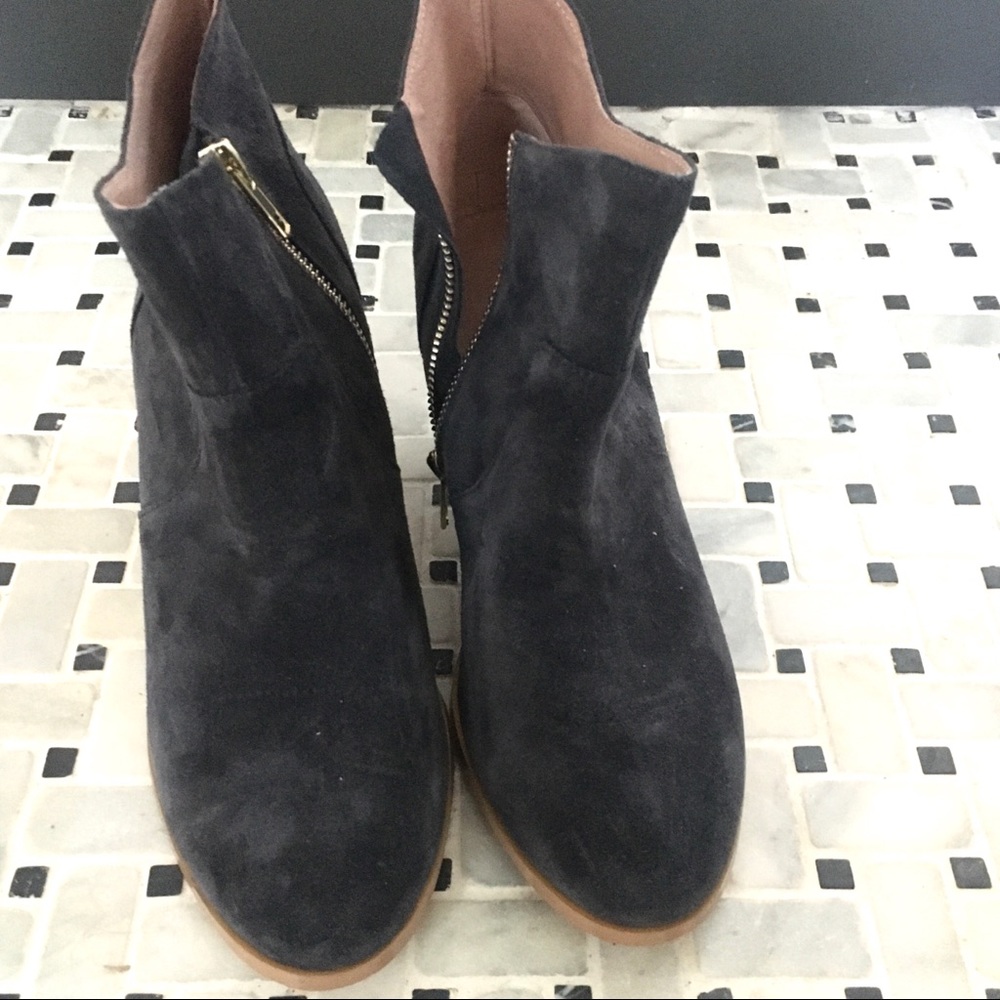 NEW Anthropology genuine suede grey ankle boots